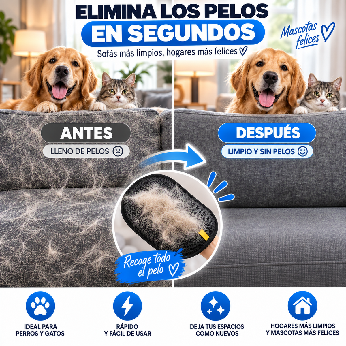 Manopla quita pelos mascota