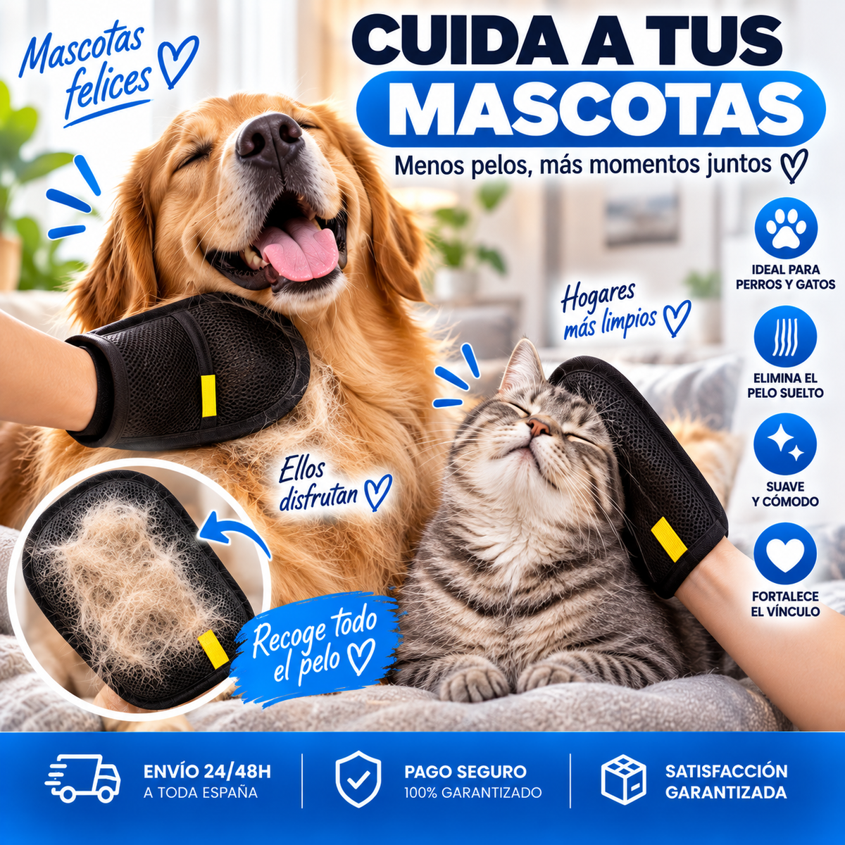 Manopla quita pelos mascota