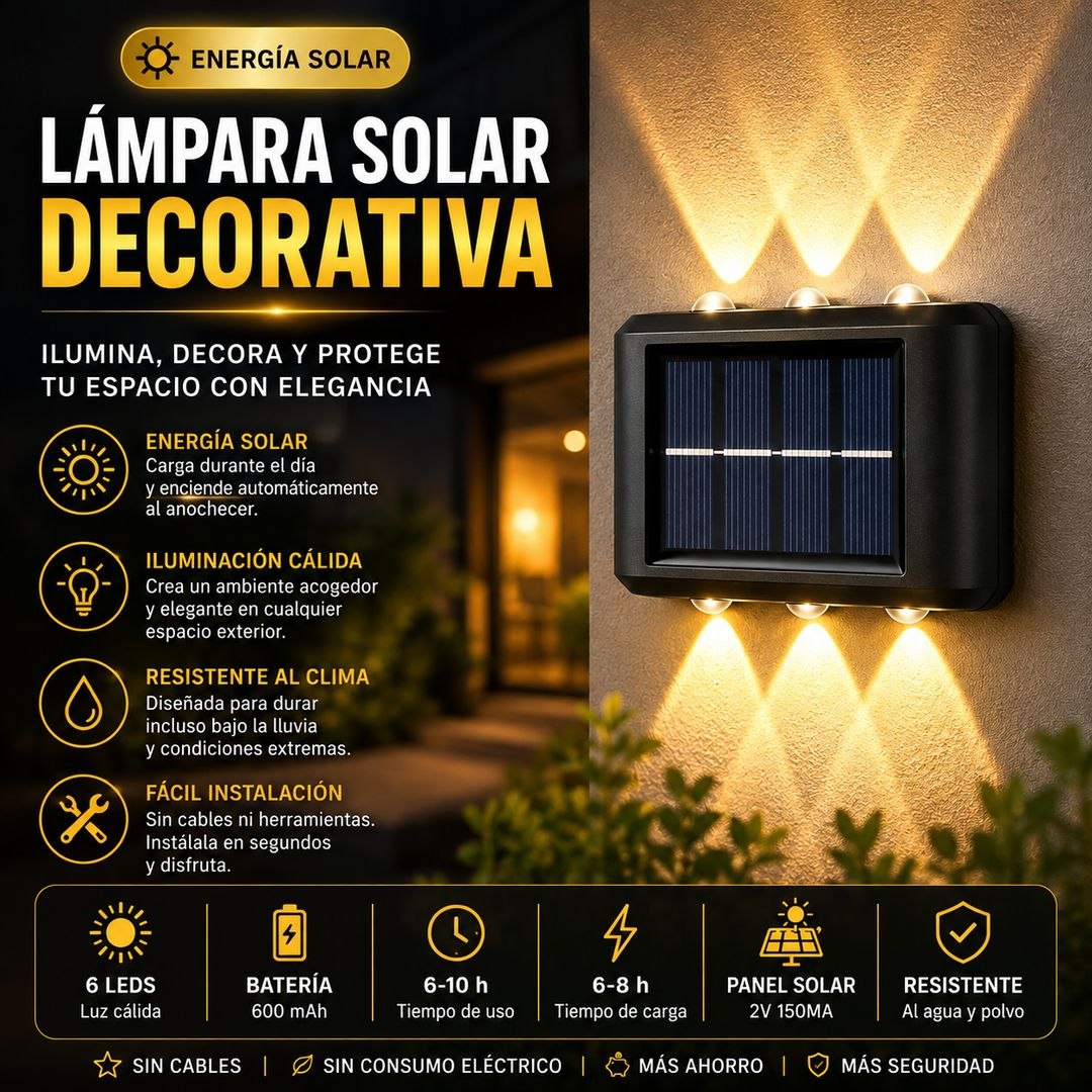 Lámpara Solar Decorativa 6 Leds
